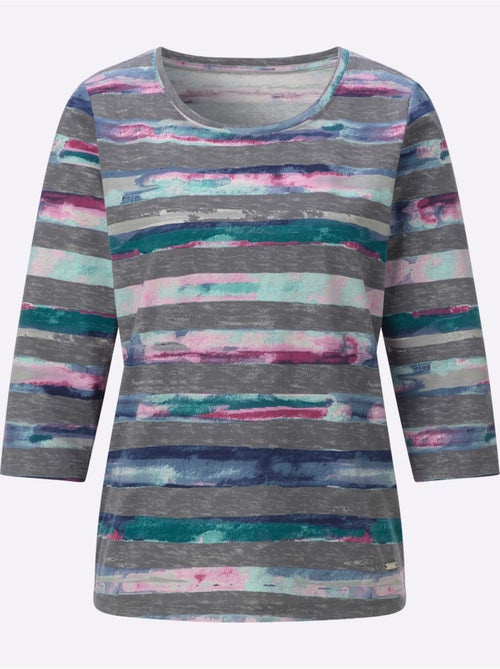 T-shirt à encolure ronde rayure imprimée - taille standard - witt - Kiabi T-shirt à encolure ronde rayure imprimée - taille standard - witt - Kiabi