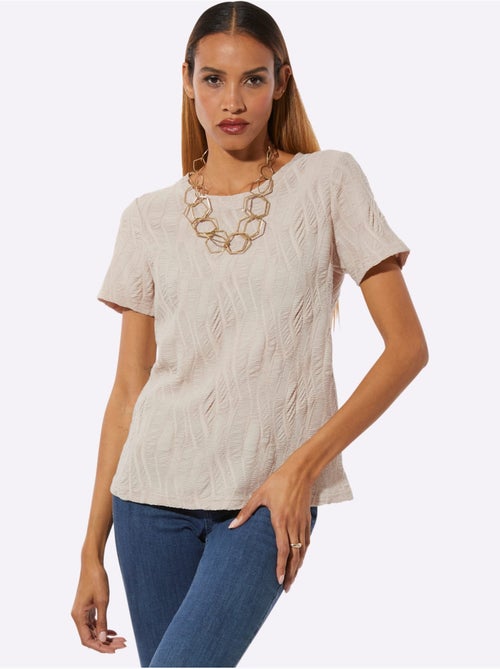T-shirt à Encolure Ronde Structure Jacquard - Taille Standard - helline - Kiabi