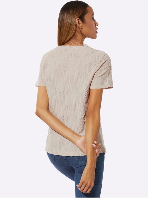 T-shirt à Encolure Ronde Structure Jacquard - Taille Standard - helline - Kiabi