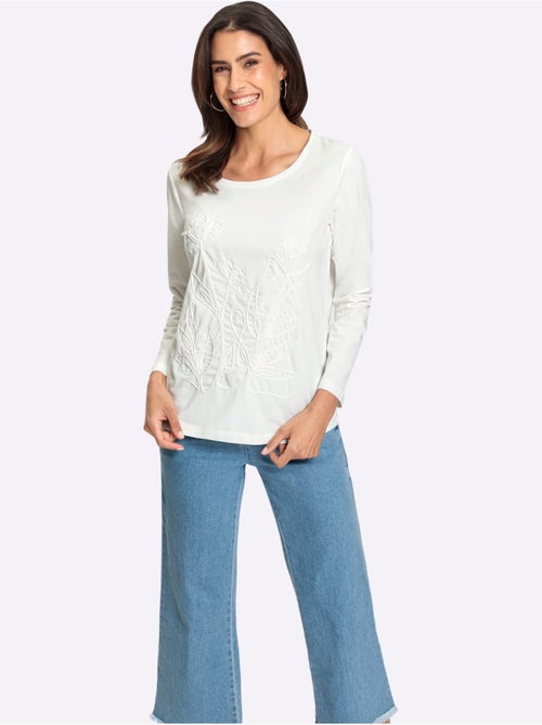 T-shirt à encolure ronde superbe broderie de cordonnet - taille standard - witt - Kiabi