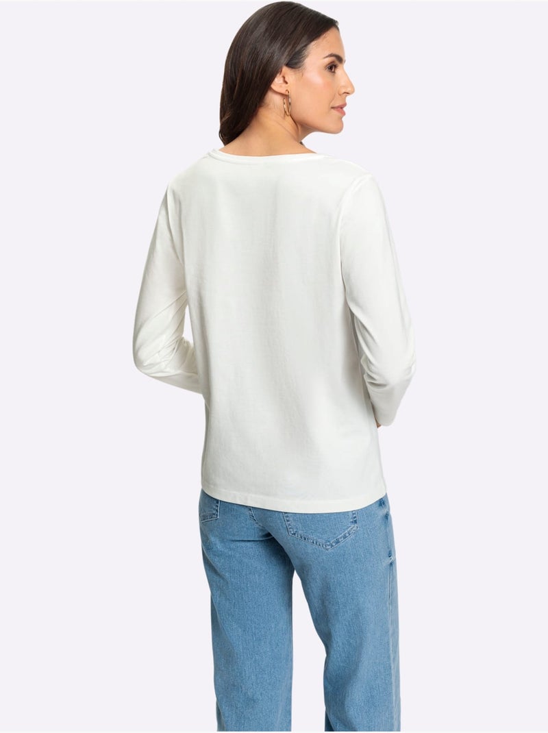 T-shirt à encolure ronde superbe broderie de cordonnet - taille standard - witt Ecru - Kiabi