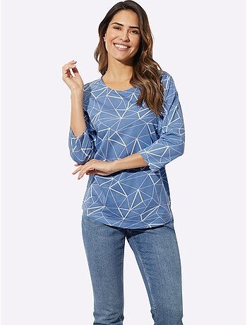 T-shirt à Encolure Ronde Superbe Motif Graphique - Taille Standard - Moda Vilona