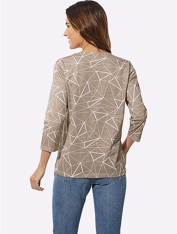 T-shirt à Encolure Ronde Superbe Motif Graphique - Taille Standard - Moda Vilona