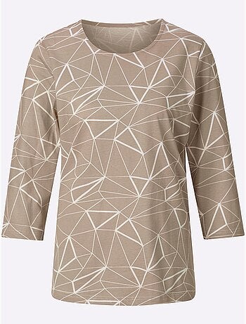 T-shirt à Encolure Ronde Superbe Motif Graphique - Taille Standard - Moda Vilona