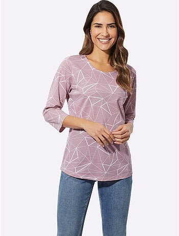 T-shirt à Encolure Ronde Superbe Motif Graphique - Taille Standard - Moda Vilona