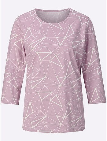 T-shirt à Encolure Ronde Superbe Motif Graphique - Taille Standard - Moda Vilona