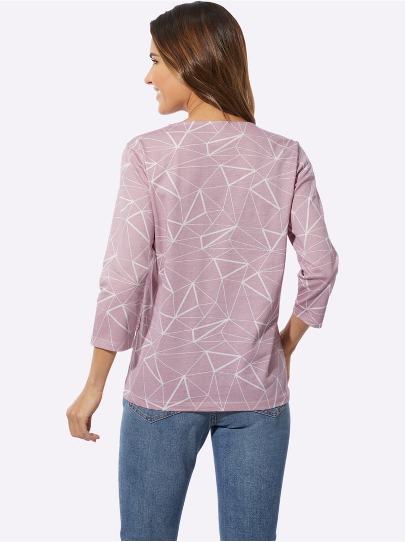 T-shirt à Encolure Ronde Superbe Motif Graphique - Taille Standard - Moda Vilona Mauve - Kiabi