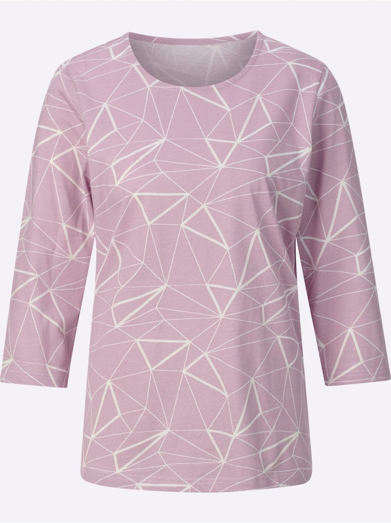 T-shirt à Encolure Ronde Superbe Motif Graphique - Taille Standard - Moda Vilona Mauve - Kiabi