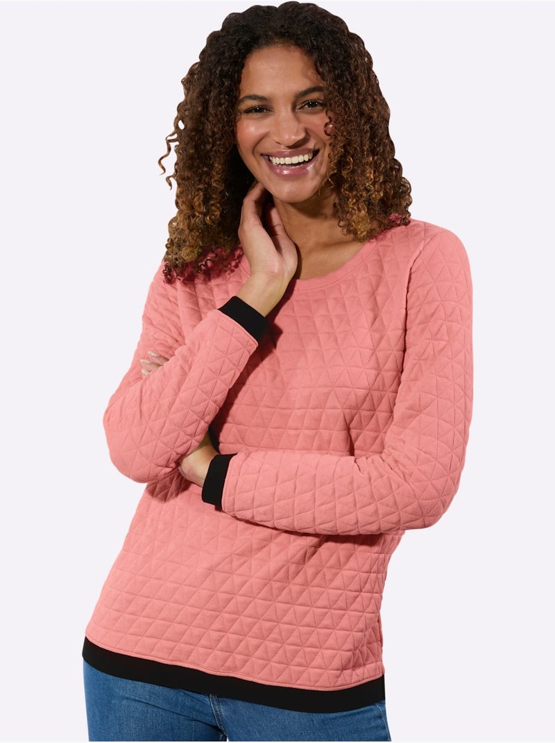 T-shirt à Encolure Ronde Superbe Motif Jacquard - Taille Standard - Witt Rose - Kiabi
