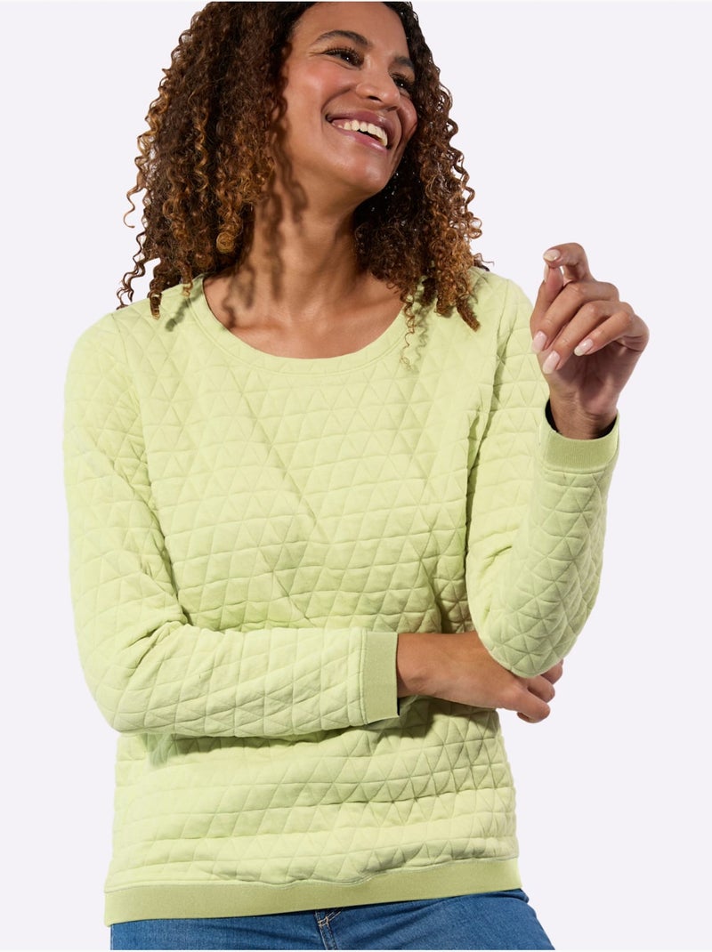 T-shirt à Encolure Ronde Superbe Motif Jacquard - Taille Standard - Witt Vert pistache - Kiabi
