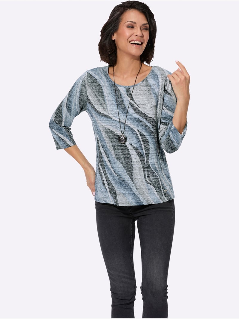 T-shirt à Encolure Ronde Toucher Très Doux - Taille Standard - Witt Bleu - Kiabi