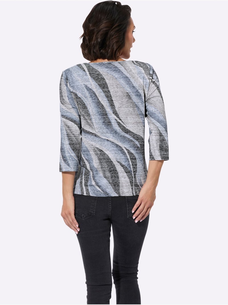 T-shirt à Encolure Ronde Toucher Très Doux - Taille Standard - Witt Bleu - Kiabi