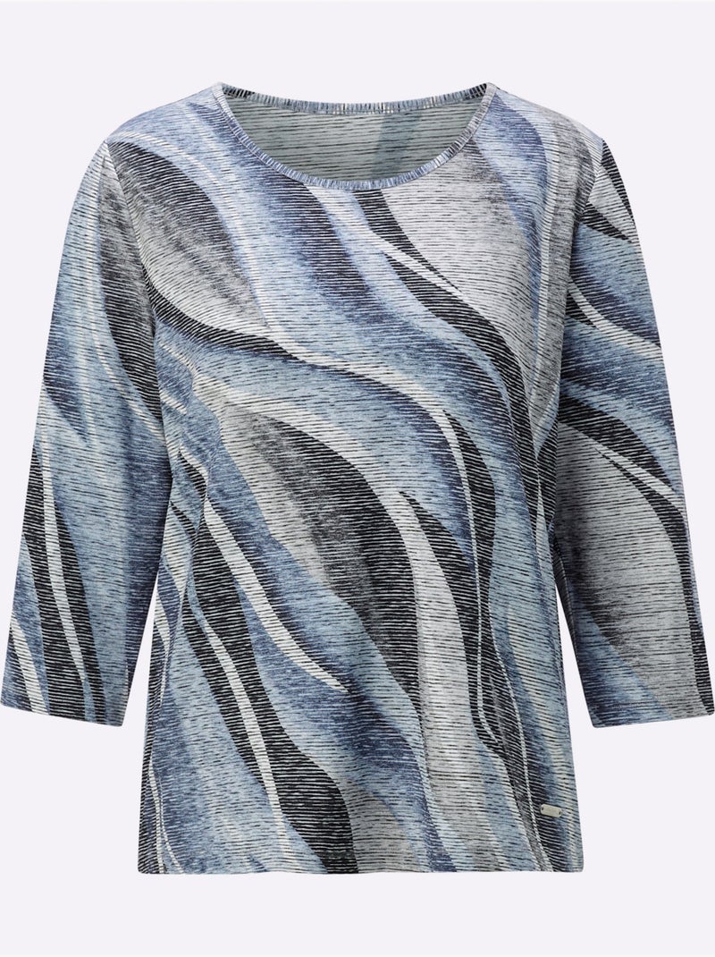 T-shirt à Encolure Ronde Toucher Très Doux - Taille Standard - Witt Bleu - Kiabi