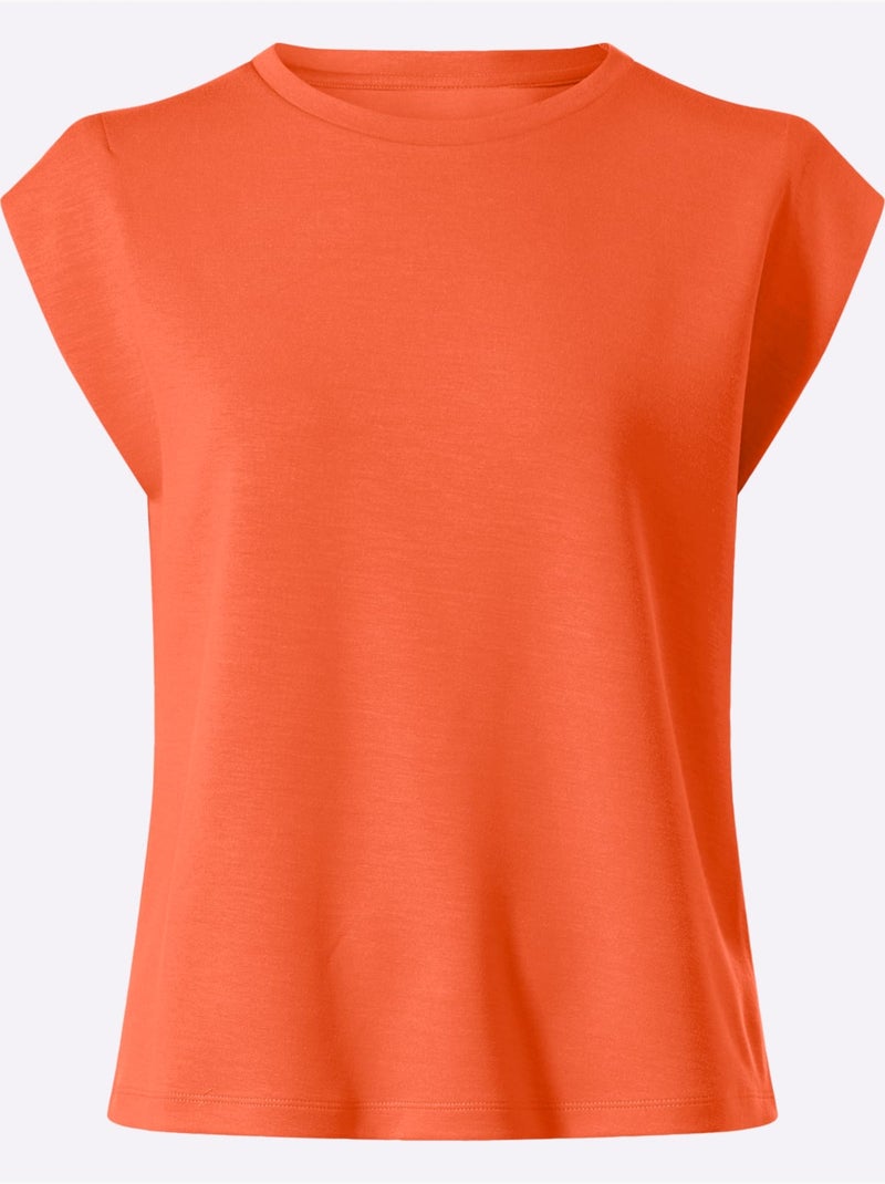 T-shirt à Encolure Ronde Ultra-doux Avec Modal - Taille Standard - Helline Orange - Kiabi
