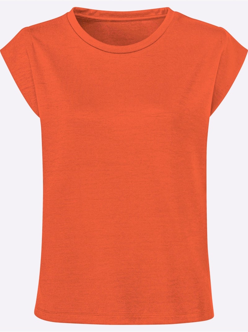 T-shirt à Encolure Ronde Ultra-doux Avec Modal - Taille Standard - Helline Orange - Kiabi