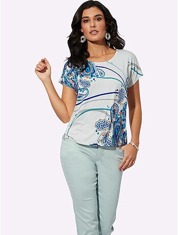T-shirt à Encolure Ronde Viscose - Taille Standard - Helline
