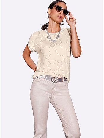 T-shirt à Encolure Ronde Viscose - Taille Standard - Helline