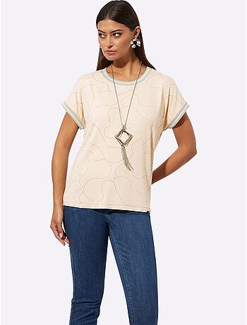 T-shirt à Encolure Ronde Viscose - Taille Standard - Helline
