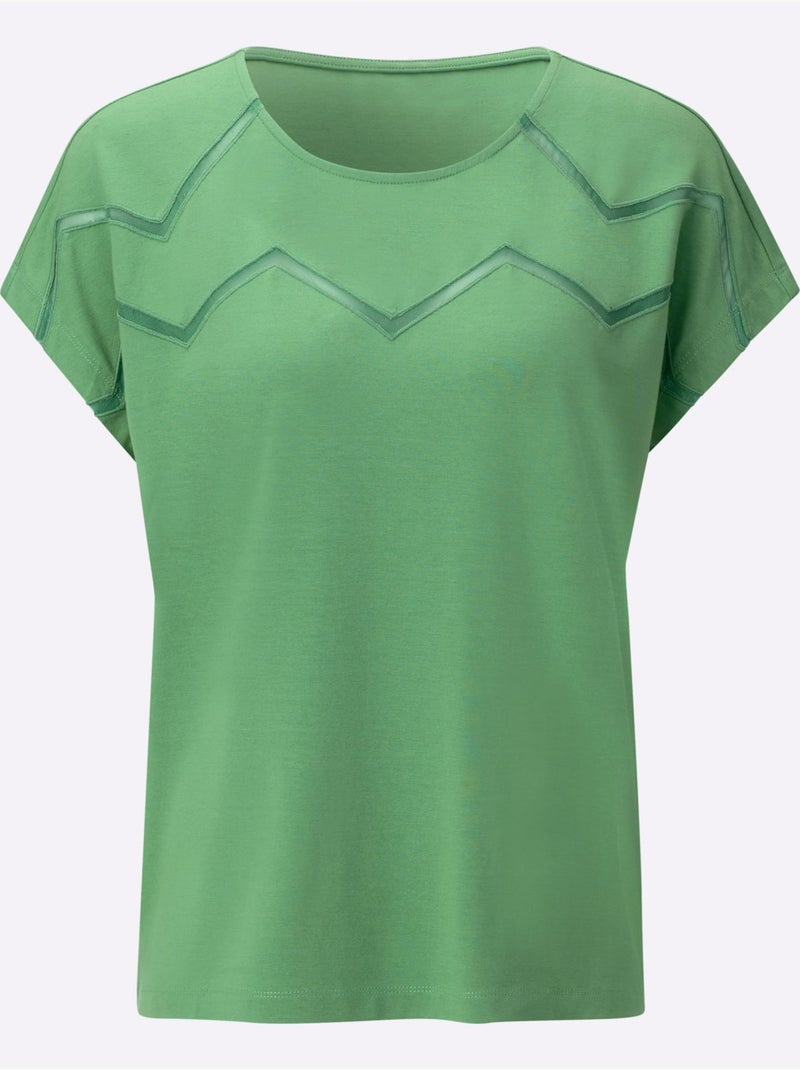 T-shirt à Encolure Ronde Viscose (ecovero) - Taille Standard - Helline Vert - Kiabi