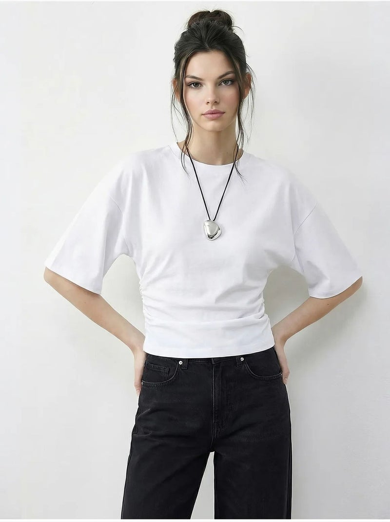 T-shirt à enfiler coupe classique, col rond lucci Blanc - Kiabi