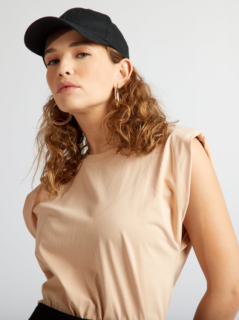 T-shirt à épaulettes Beige - Kiabi