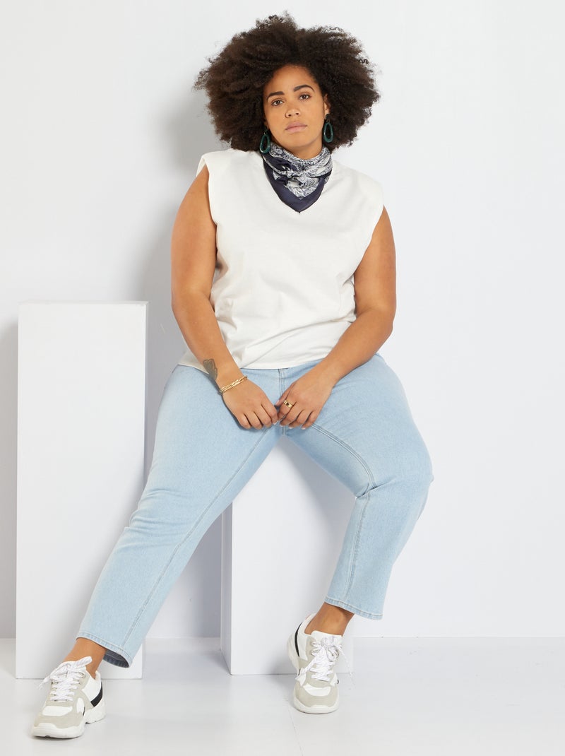 T-shirt à épaulettes blanc - Kiabi