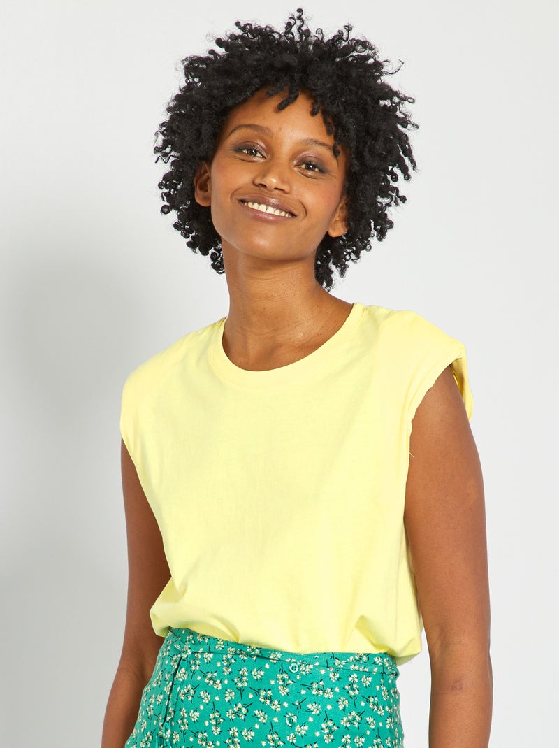T-shirt à épaulettes jaune - Kiabi