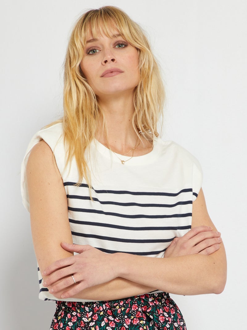 T-shirt à épaulettes marinière - Kiabi