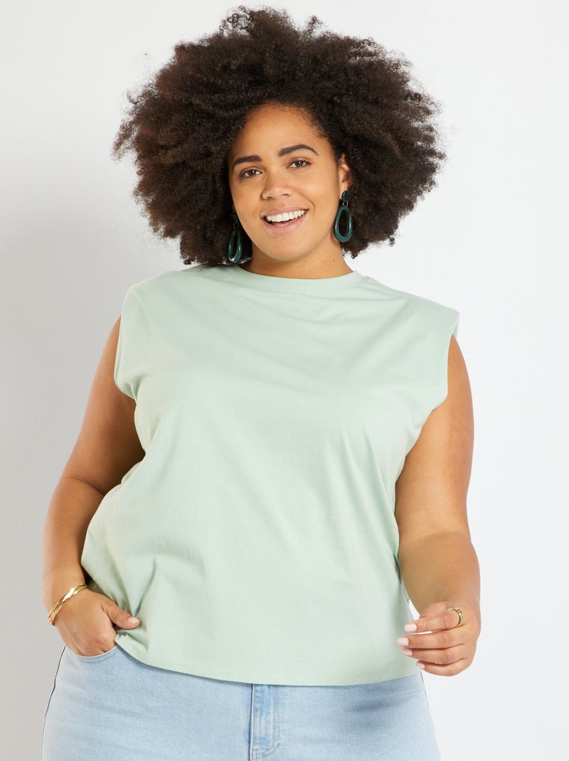 T-shirt à épaulettes vert - Kiabi