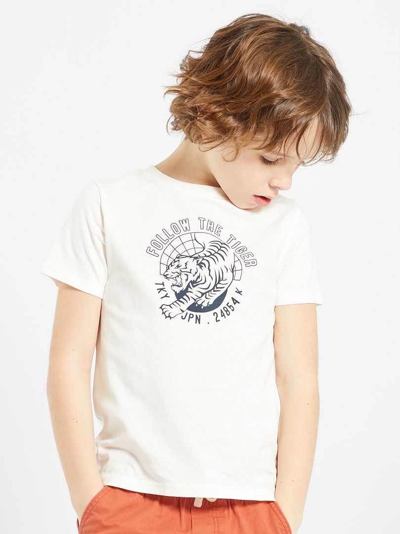 T-shirt à imprimé blanc / tigre - Kiabi