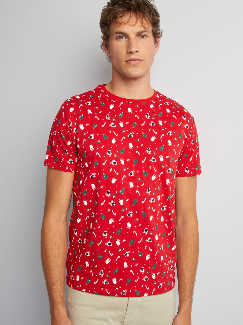 T-shirt à imprimé de Noël Rouge - Kiabi