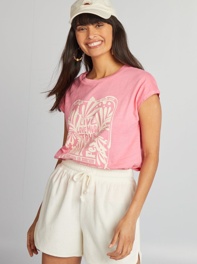 T-shirt à imprimé festival Rose - Kiabi