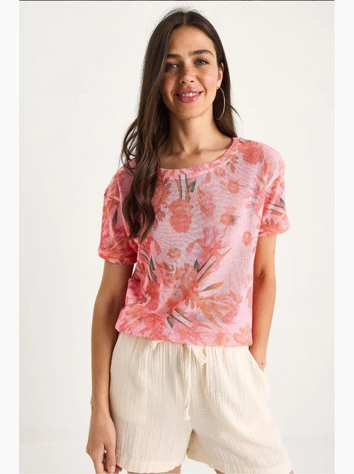 T-shirt à imprimé floral et col rond lucci - Kiabi