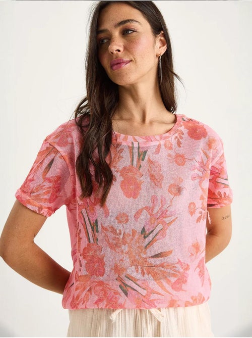 T-shirt à imprimé floral et col rond lucci - Kiabi
