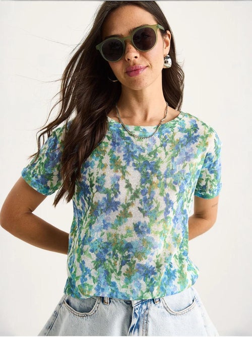 T-shirt à imprimé floral et col rond lucci - Kiabi T-shirt à imprimé floral et col rond lucci - Kiabi