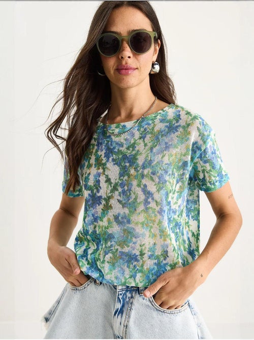 T-shirt à imprimé floral et col rond lucci - Kiabi T-shirt à imprimé floral et col rond lucci - Kiabi