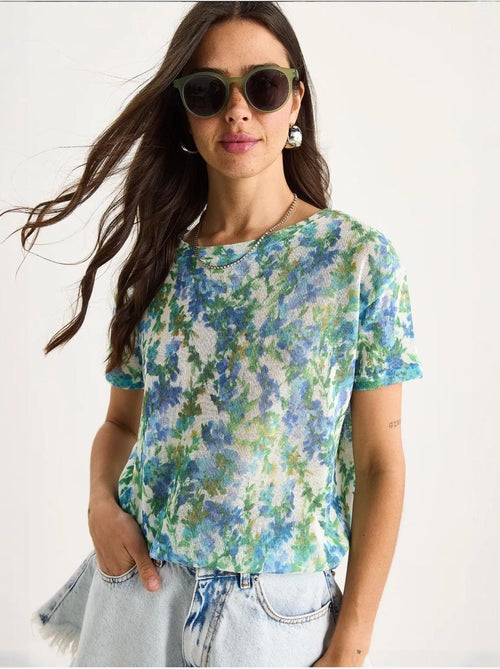 T-shirt à imprimé floral et col rond lucci - Kiabi T-shirt à imprimé floral et col rond lucci - Kiabi