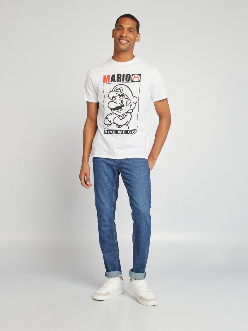 T-shirt à imprimé 'Mario' blanc - Kiabi