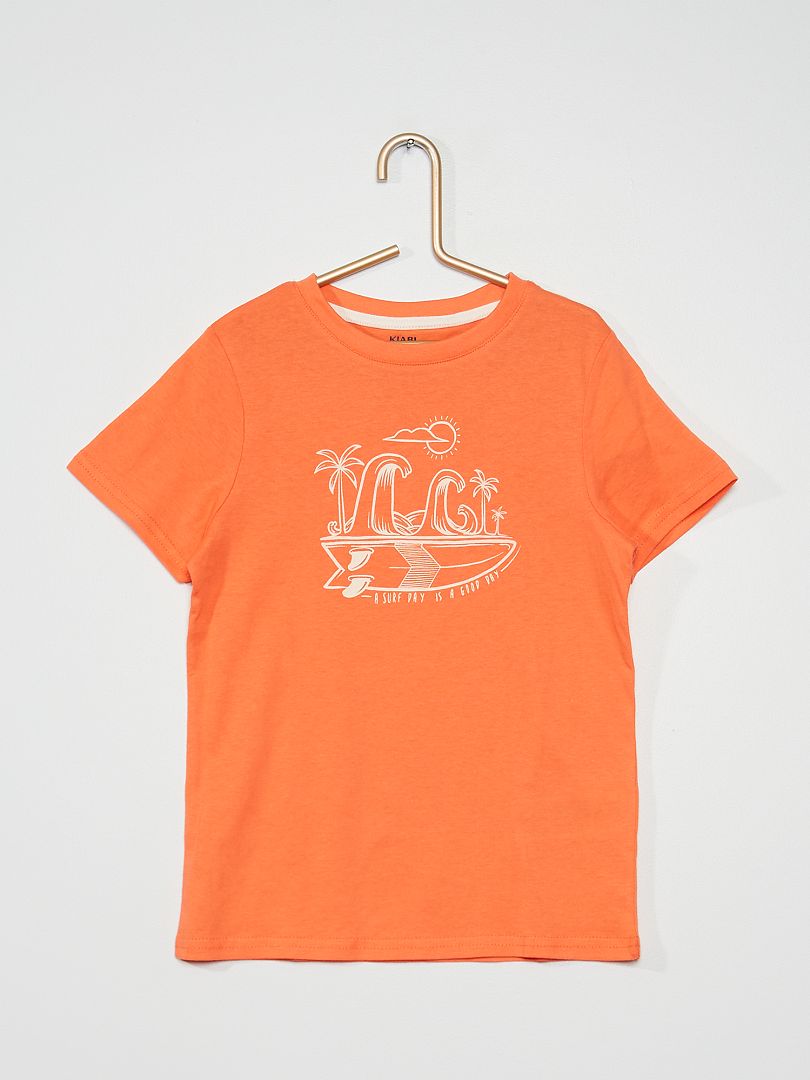 T-shirt à imprimé orange / surf - Kiabi