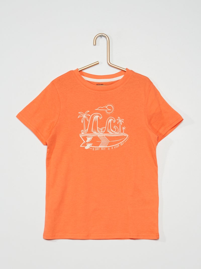 T-shirt à imprimé orange / surf - Kiabi