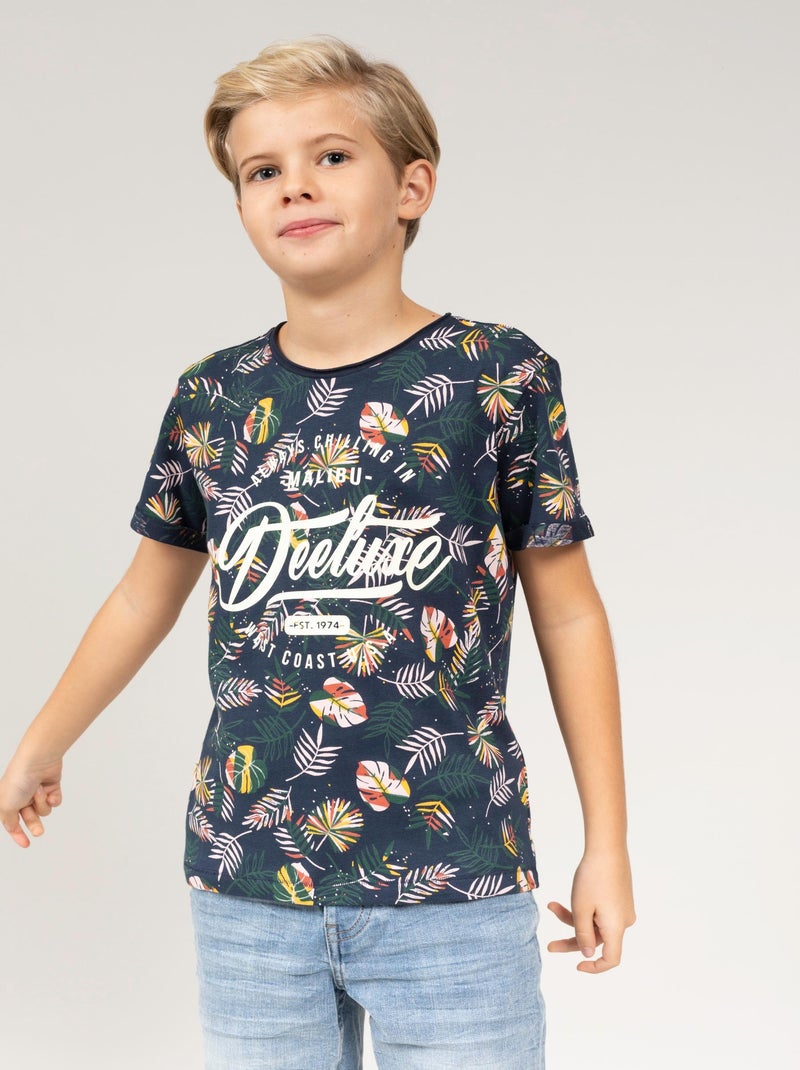 T-shirt à imprimé tropical 'Deeluxe' Bleu marine - Kiabi
