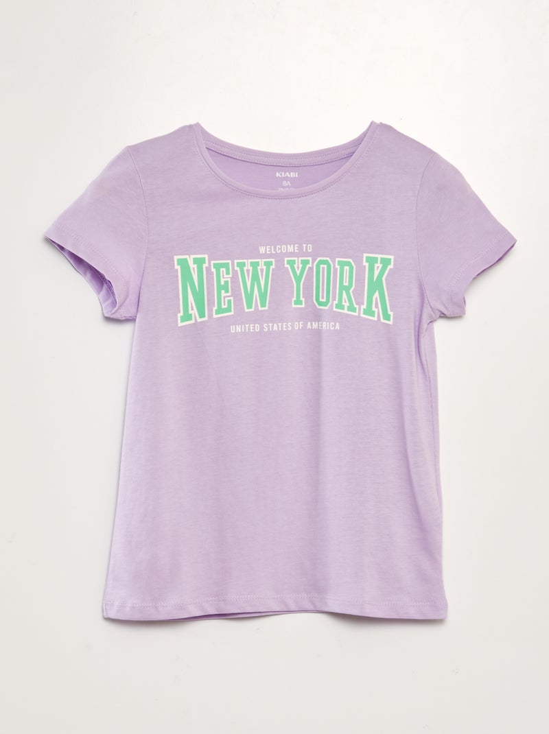T-shirt à inscription Violet - Kiabi