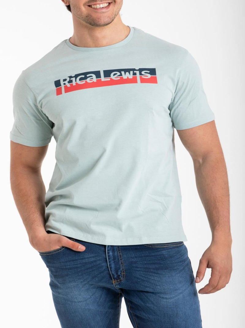 T-shirt à logo coton bio GERT 'Rica Lewis' Bleu ciel - Kiabi