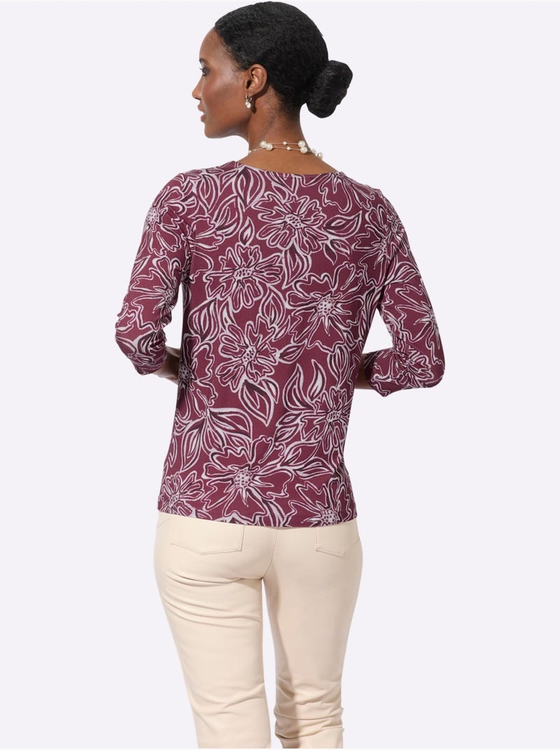 T-shirt à manches 3/4 - taille standard - helline Bordeaux - Kiabi