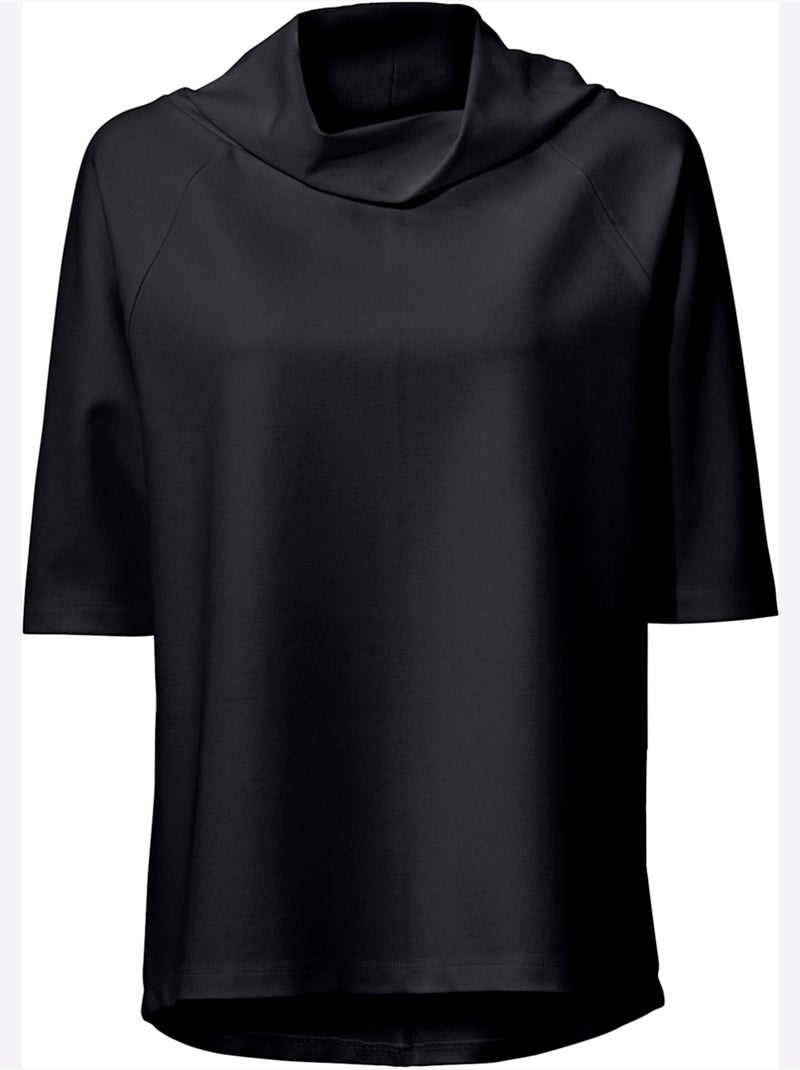 T-shirt à Manches 3/4 - Taille Standard - Helline Noir - Kiabi