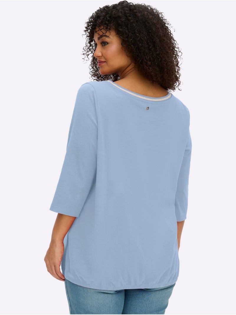 T-shirt à Manches 3/4 - Taille Standard - Sheego Bleu ciel - Kiabi