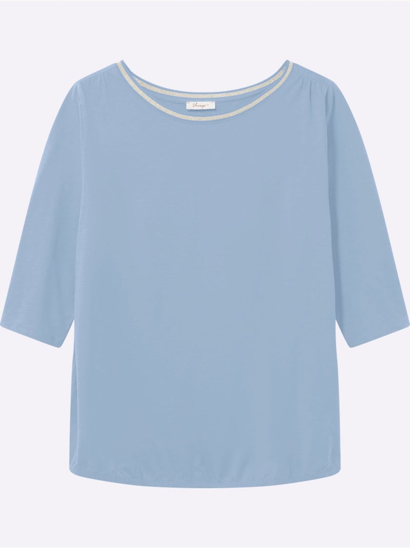 T-shirt à Manches 3/4 - Taille Standard - Sheego Bleu ciel - Kiabi