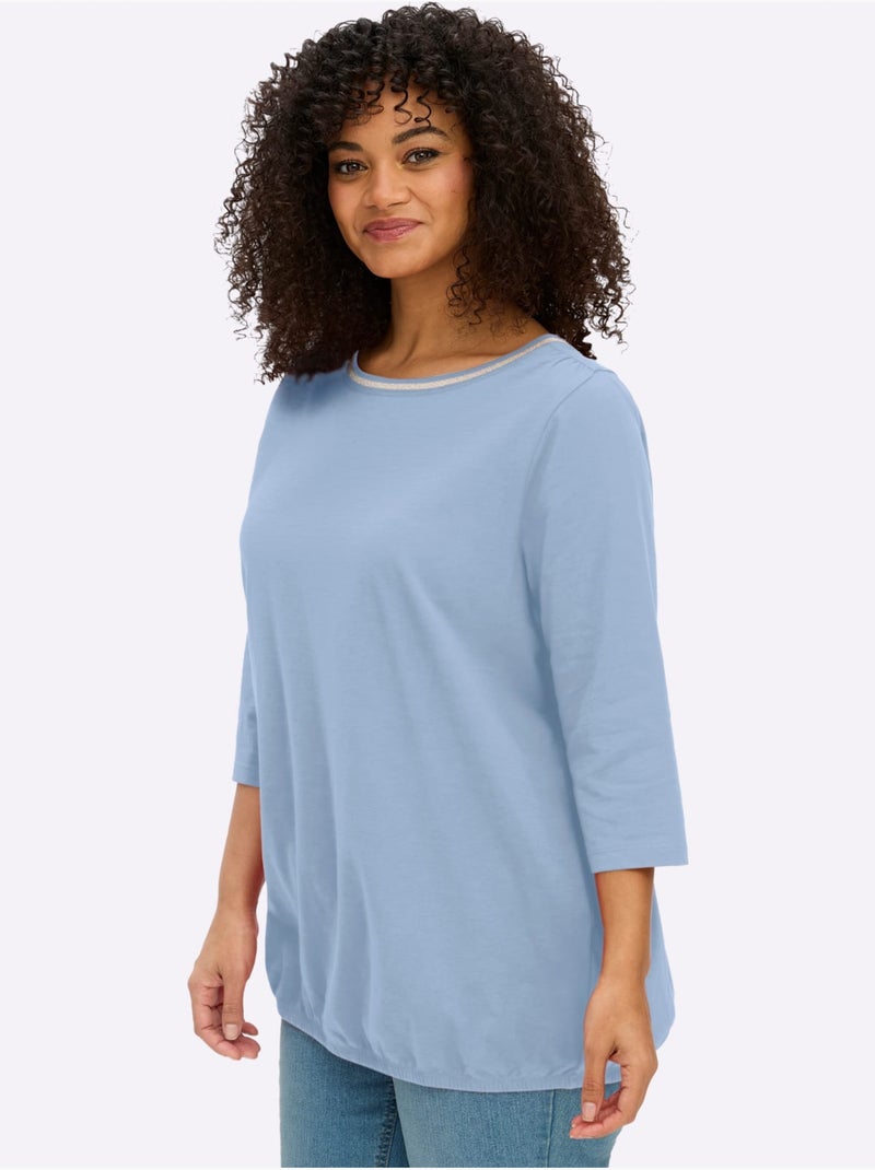T-shirt à Manches 3/4 - Taille Standard - Sheego Bleu ciel - Kiabi