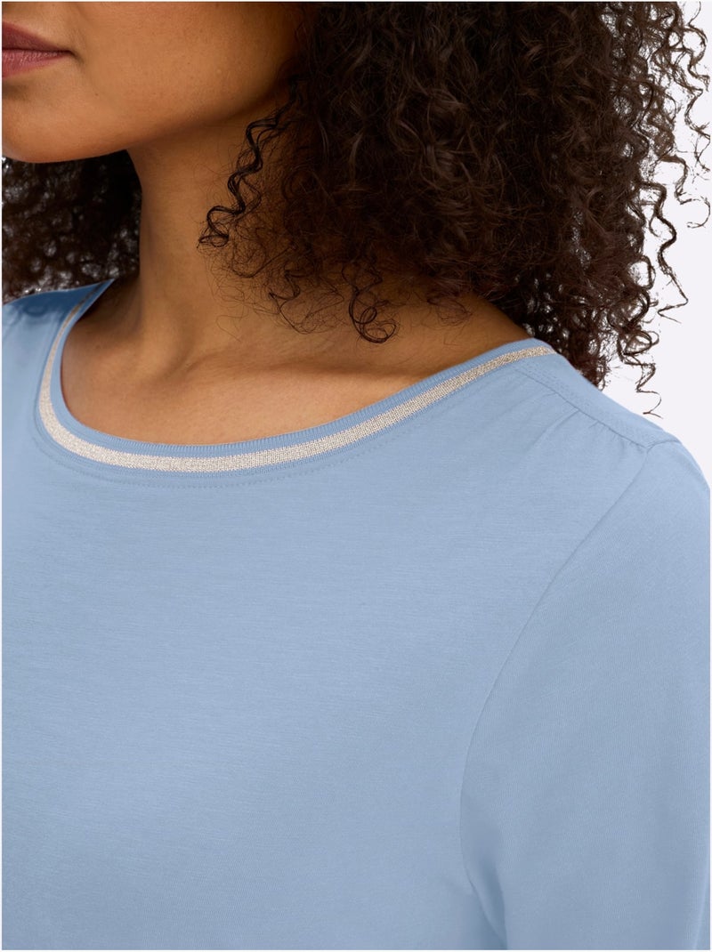 T-shirt à Manches 3/4 - Taille Standard - Sheego Bleu ciel - Kiabi