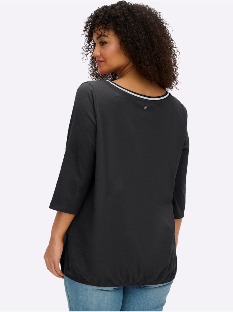 T-shirt à Manches 3/4 - Taille Standard - Sheego Noir - Kiabi